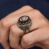 Ayyıldız Desenli Oval 925 Gümüş Yüzük - 3