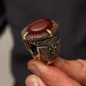 Oval Akik Taşlı 925 Gümüş Erkek Yüzük thumbnail 8