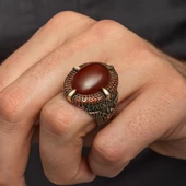 Oval Akik Taşlı 925 Gümüş Erkek Yüzük thumbnail 4