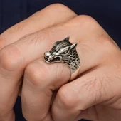 Kurt Başı Motifli 925 Gümüş Yüzük thumbnail 6