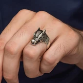 Kurt Başı Motifli 925 Gümüş Yüzük thumbnail 5