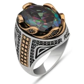 Mistik Topaz Taşlı Dalga Desen 925 Gümüş Yüzük thumbnail 2