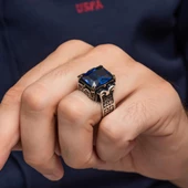 Parlament Taşlı Kare 925 Gümüş Erkek Yüzük thumbnail 7