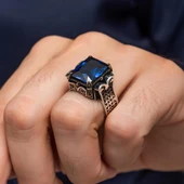 Parlament Taşlı Kare 925 Gümüş Erkek Yüzük thumbnail 4