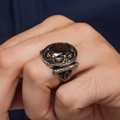 Oval Siyah Taşlı 925 Gümüş Erkek Yüzük thumbnail 6