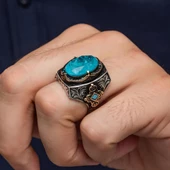 Mavi Paraipa Taşlı 925 Gümüş Erkek Yüzük thumbnail 6