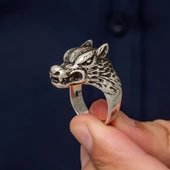Kurt Başı Motifli 925 Gümüş Yüzük thumbnail 7