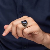 Parlament Taşlı Kare 925 Gümüş Erkek Yüzük thumbnail 5