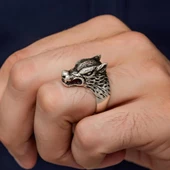 Kurt Başı Motifli 925 Gümüş Yüzük thumbnail 8
