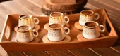 Bambum B0174 Ottoman - 6 Kişilik Kahve Takımı Altın Desenli - 2
