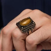 Kaplan Gözü Oval Taşlı 925 Gümüş Yüzük thumbnail 9