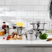 Schafer New Stahl Çelik Tencere Seti 8 Parça-Inox - 1