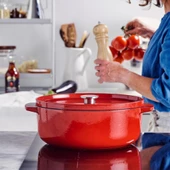 KitchenAid CC006063-001 5.6 Litre 30 cm. Oval Döküm Demir Tencere - Kırmızı - 4
