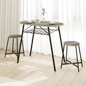 Eportatif Mutfak Masası Oval Tabure Takımı Masa Sandalye Takımı Füme 1475 thumbnail 1