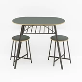 Eportatif Mutfak Masası Oval Tabure Takımı Masa Sandalye Takımı Füme 1475 thumbnail 5