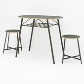 Eportatif Mutfak Masası Oval Tabure Takımı Masa Sandalye Takımı Füme 1475 thumbnail 4