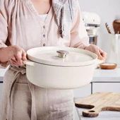 KitchenAid CC006062-001 5.6 Litre 30 cm. Oval Döküm Demir Tencere - Krem - 4