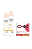 Dove Kadın Sprey Deodorant Eventone 150 ml x2 + Kotex Ped Ultra Normal 8'li - 2