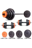 Ecgspor 56 Kg Halter ve Dambıl Seti Turuncu Siyah (NET 56 KG AĞIRLIK İÇERİR) - 1