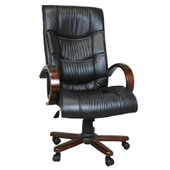 Yrn Ahşap Deri Yönetici Koltuğu Ahşap Ayak - 1