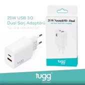 TUGG GERMANY 104406 ŞARJ BAŞLIK USB+TYPE-C GİRİŞLİ 25W - 1