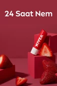 NIVEA Dudak Bakım Kremi Ve Dudak Parlatıcı 4.8gr, Çilek Kokusu, 24 Saat Nemlendirici, Hafif Kırmızı Işıltı - 2