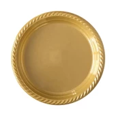 Kullan At Altın Renkli Parti Davet Plastik Tabak - 22 Cm. - 25 Adetlik Paket thumbnail 2