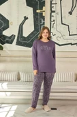 Aydoğan Kadın inci Büyük Beden SHINE Lavanta Moru Pijama Takım 0644 - 2