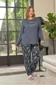 Aydoğan Kadın inci Büyük Beden FOREVER Mavimsi Gri Pijama Takım 0658 - 2