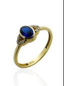 Oval Safir Taş Üst Kalite Özel Tasarım Altın Yüzük thumbnail 1