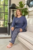 Aydoğan Kadın inci Büyük Beden LOVE Ortanca Mor Pijama Takım 0656 - 1