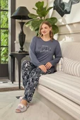 Aydoğan Kadın inci Büyük Beden FOREVER Mavimsi Gri Pijama Takım 0658 - 1