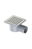 Maxiflow Line 10x10 Cm 50 Lik Yandan Çıkışlı Krom Izgaralı Yer Süzgeci - 1