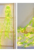 Dekoratif Yapay Söğüt Sarmaşık 3 Metre Led İle Sarkan Ağlayan Söğüt 1 Dal Yeşil Yapraklı Bitki 80 Cm - 5