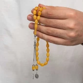 Gümüş Püsküllü Sıkma Kehribar Tesbih - 4