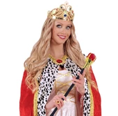 Taşlı Altın Renk Prenses Tacı ve Kırmızı Kraliyet Prenses Asası thumbnail 1