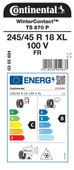 CONTİNENTAL 245/45R18 100V XL FR TS870P KIŞ LASTİĞİ ÜRETİM YILI:2024 - 2