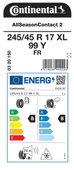 CONTİNENTAL 245/45R17 99Y XL FR ASC 2 DÖRT MEVSİM ÜRETİM YILI:2024 - 2