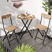 Eportatif Masa Sandalye Bahçe Bistro Takım Yuvarlak Çam 1481 - 1