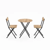 Eportatif Masa Sandalye Bahçe Bistro Takım Yuvarlak Çam 1481 - 5
