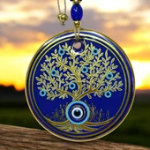 Hayat Ağacı Şekilli Yaldızlı Duvar Süsü Cam Hediyelik Dekor thumbnail 3