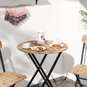 Eportatif Masa Sandalye Bahçe Bistro Takım Yuvarlak Çam 1481 - 3