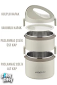 Vagonlife 1800 ML İki Kat Yuvarlak Paslanmaz Çelik Bento Lunch Box Yeni Nesil Sefer Tası-FFLBOX40130 - 3