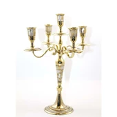 Pirinç Sedefli 5'Li Şamdan - 1