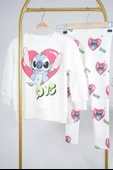 KIZ ÇOCUK STITCH MODELLİ TAYTLI PAMUK EŞOFMAN TAKIM - 2