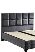 Star Baza ve Başlık Seti 90x190 cm Tek Kişilik Antrasit Keten Kumaşlı Lüks Baza ve Başlık Takımı - 3
