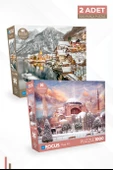 2 Adet 1000 Parça Puzzle - Ayasofya ve Hallstatt - 1