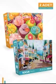 2 Adet 1000 Parça Puzzle - Cupcake Shop ve Güzel Sahil Caddesi - 1
