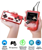 QASUL Oyun Makinesi  Nostaljik Retro Klasik  400 Mini Atari Çocuklar İçin Oyun Konsolu KIRMIZI - 3