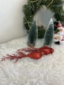 2 li kırmızı simli güvercin noel yılbaşı yeniyıl christmas ağaç süsü - 3